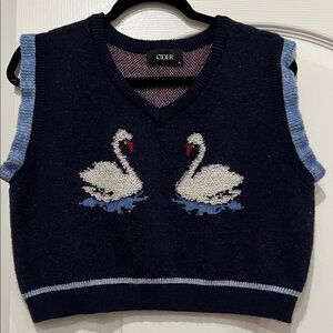 Cider Dark Blue Swan Knit Vest Size XL